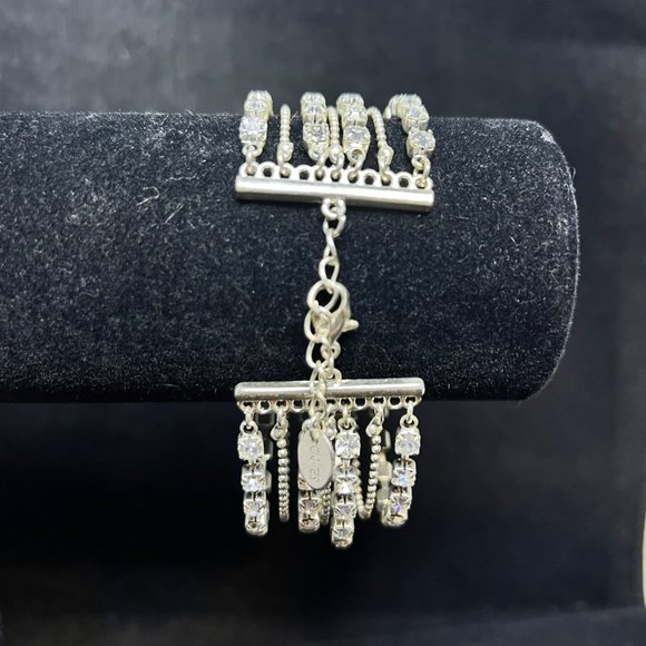 Clair's 7 Strand Silver Tone And Rhinestone Bracelet (3790) - Picture 4 of 10